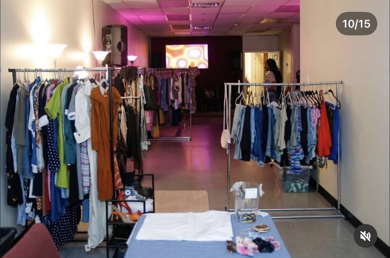 Free clothing racks at event